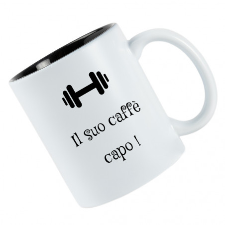 Tazza di testo incisa bianca e nera Tazza di testo incisa bianca e nera