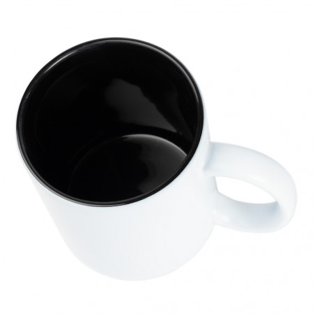 Tazza di testo incisa bianca e nera Tazza di testo incisa bianca e nera