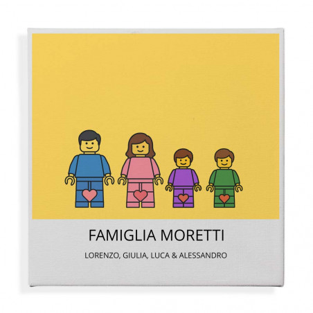 Quadro famiglia figurine a mattoncini