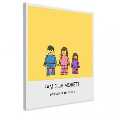 Quadro famiglia figurine a mattoncini