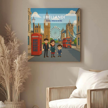 Quadro personalizzato famiglia a Londra – Stampa su tela