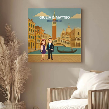 Quadro coppia a Venezia personalizzato – Stile romantico su tela