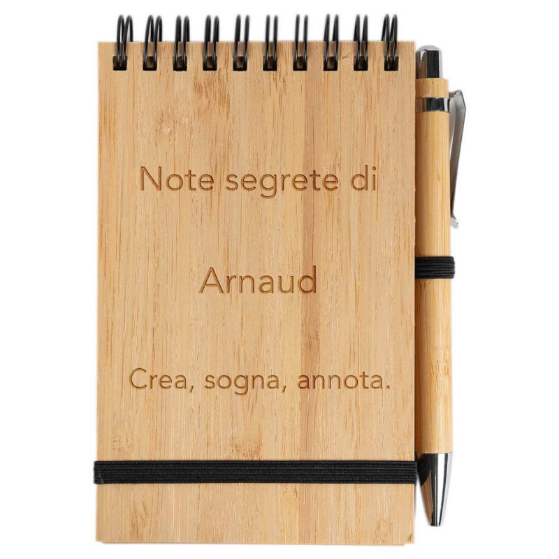 Blocco note Bamboo con incisione del testo