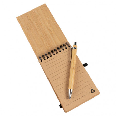 Blocco note legno di bambù con testo Blocco note legno di bambù con testo