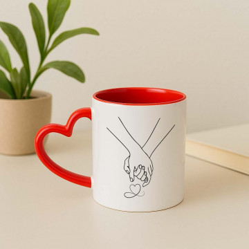 Tazza mani intrecciate minimalista con cuore personalizzata