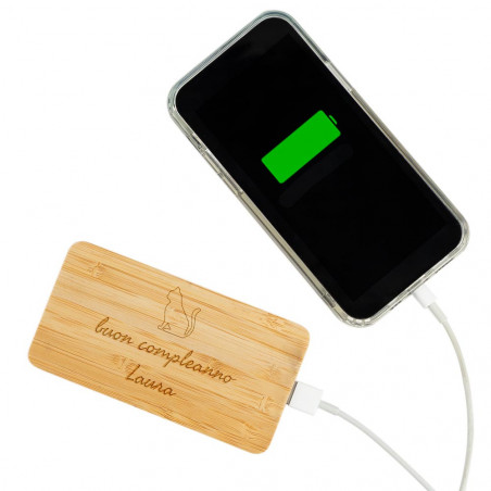 Batteria powerbank bambù inciso Batteria powerbank bambù inciso