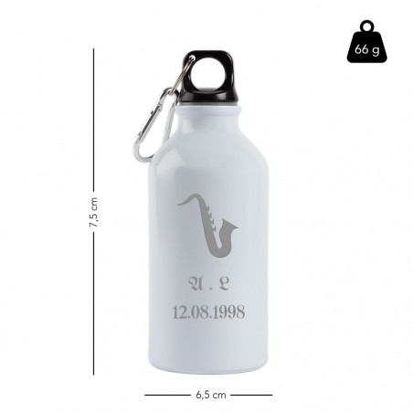 Bottiglia sportiva bianca incisa Bottiglia sportiva bianca incisa