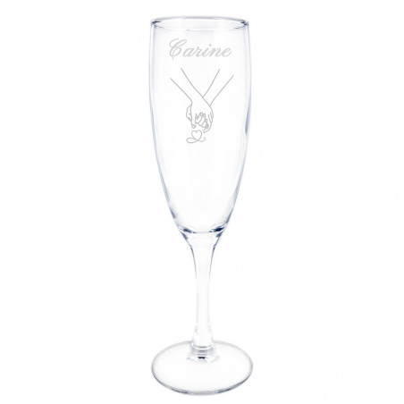 Flûte da champagne personalizzato – Mani intrecciate in stile minimalista