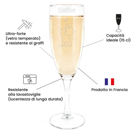 Flûte di champagne coppia minimalista personalizzata