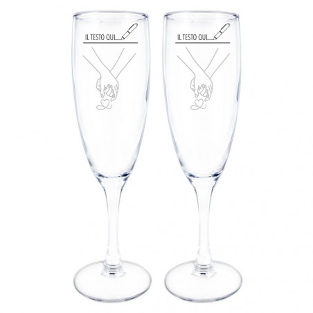 Coppia di flute personalizzati mani intrecciate