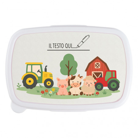 Contenitore pranzo blu fattoria e animali