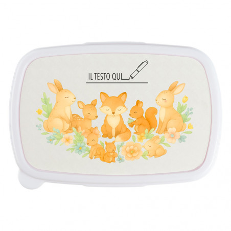 Lunch box rosa animali della foresta personalizzata
