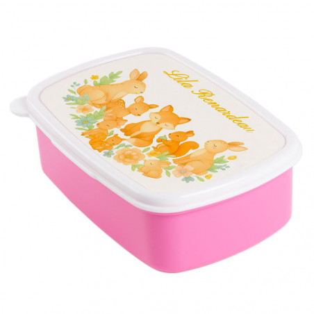 Lunch box rosa animali della foresta personalizzata