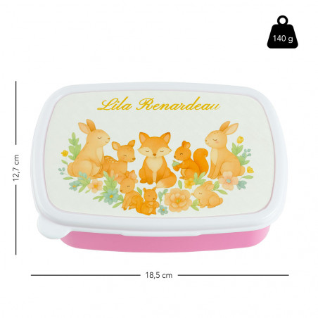 scatola ermetica rosa animali della foresta personalizzata