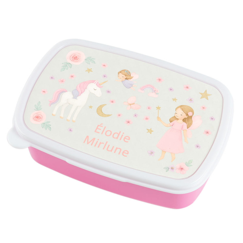 Scatola pranzo rosa unicorno personalizzata