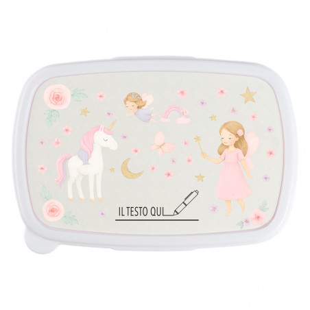 Scatola pranzo rosa unicorno personalizzata