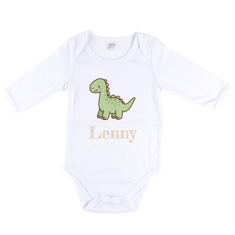 Body neonato manica lunga dinosauro personalizzato