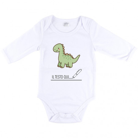 Body neonato manica lunga dinosauro personalizzato testo Body neonato manica lunga dinosauro personalizzato testo