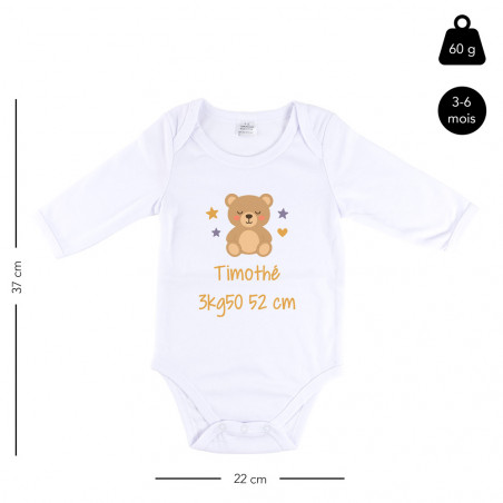Body neonato manica lunga nascita personalizzato Body neonato manica lunga nascita personalizzato
