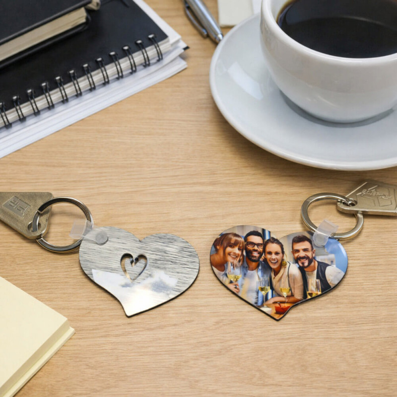 Set 2 portachiavi cuore personalizzati