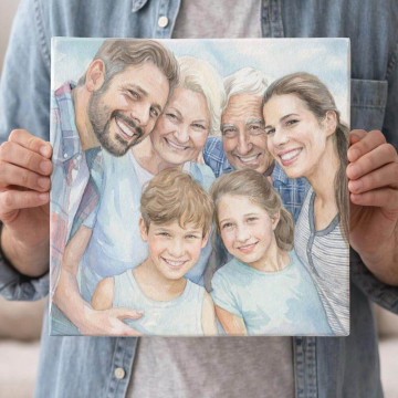 Quadro fotografico personalizzato effetto acquerello – Ritratto su tela unico