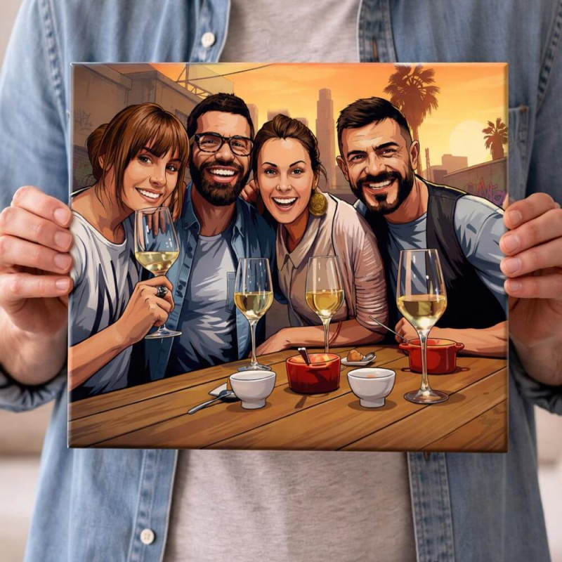 Quadro personalizzato in stile videogioco urbano | Foto trasformata su tela