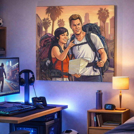 Quadro fotografico in stile videogioco urbano