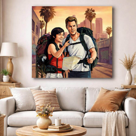 Quadro fotografico in stile videogioco urbano