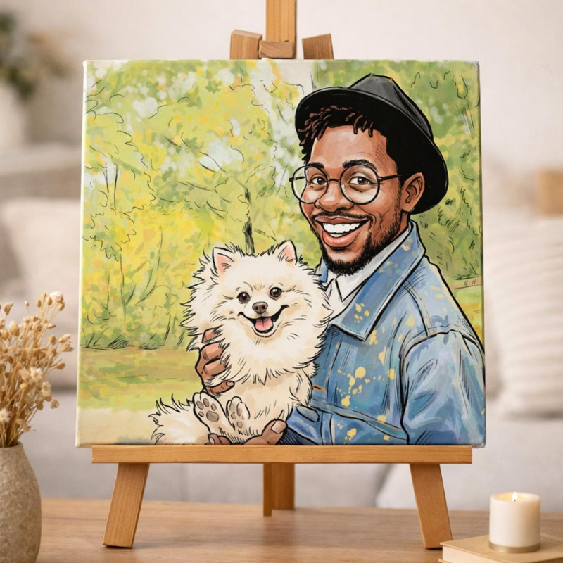 Quadro caricatura personalizzato su tela – Ritratto fotografico divertente