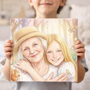 Quadro fotografico personalizzato stile fiaba per bambini | Illustrazione magica