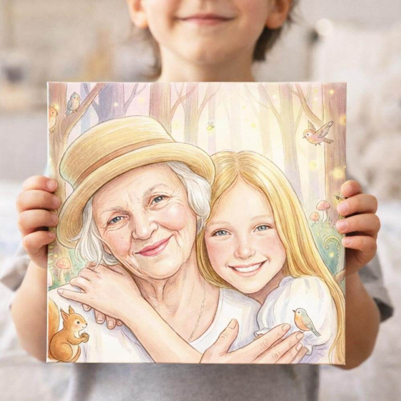 Quadro fotografico personalizzato stile fiaba per bambini | Illustrazione magica