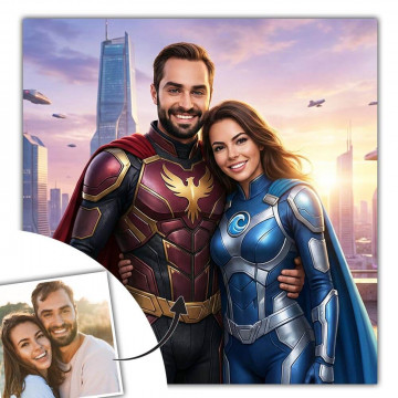 Quadro fotografico personalizzato stile supereroe