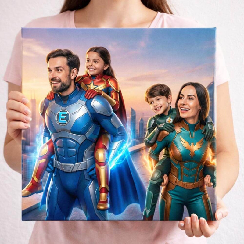 Quadro fotografico personalizzato in stile supereroe | Ritratto eroico unico