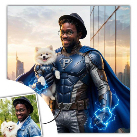 Quadro fotografico personalizzato stile supereroe