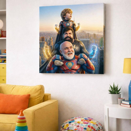 Quadro fotografico personalizzato stile supereroe