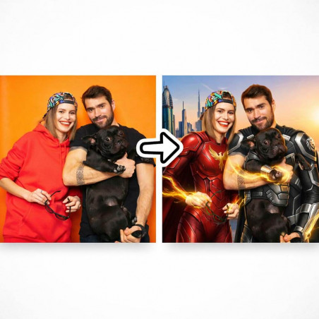 Quadro fotografico personalizzato stile supereroe