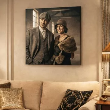 Ritratto personalizzato stile anni ’20 su tela | Quadro retrò