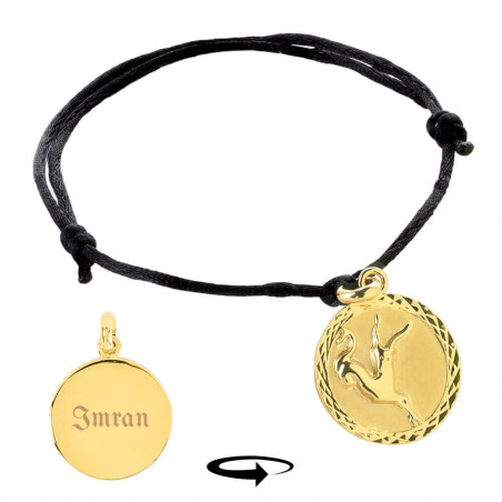 Bracciale zodiacale Ariete placcato oro con cordino