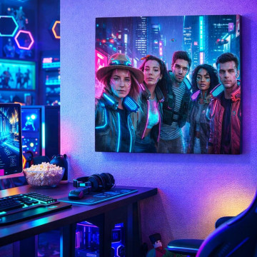 Ritratto cyberpunk neon fotografico | Quadro futuristico personalizzato