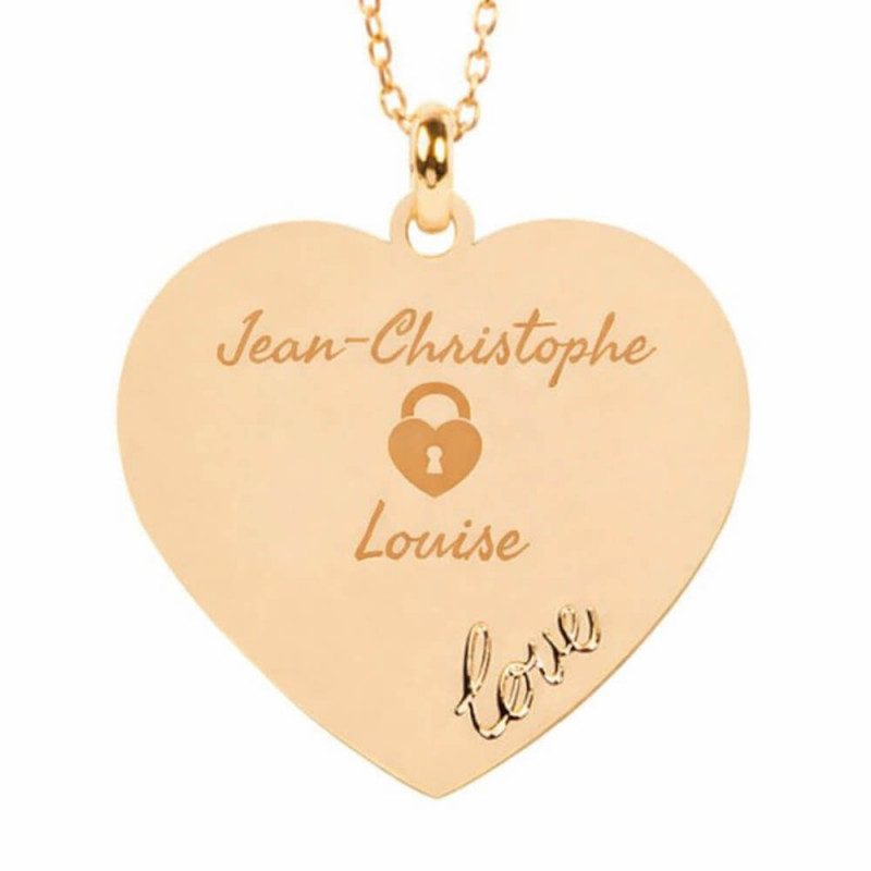 Collana cuore Love personalizzata placcata oro giallo 18 kt