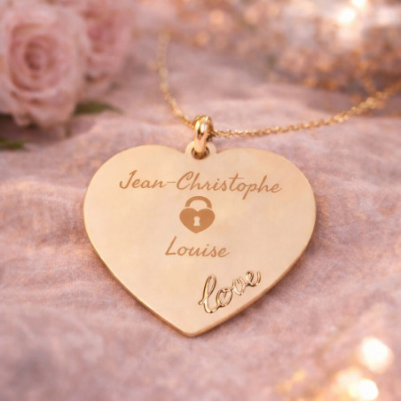 Amore cuore collana 18K oro testo incisione