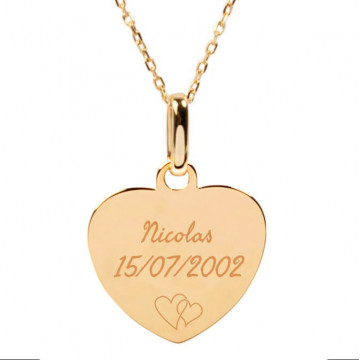 Collana cuore placcata oro 18 carati con incisione personalizzata