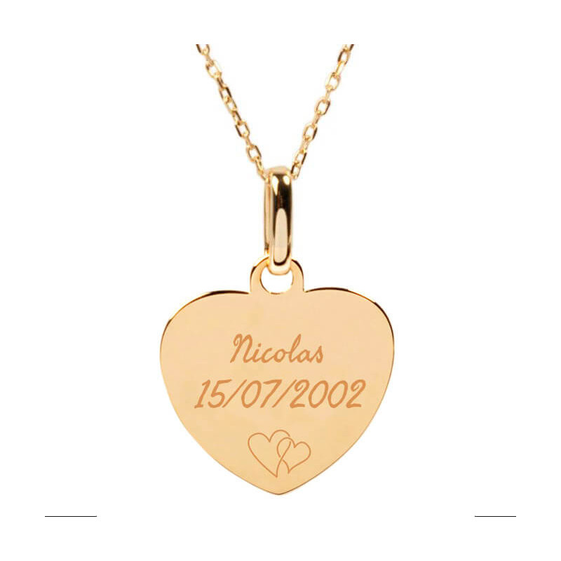 Collana cuore placcata oro 18 carati con incisione personalizzata