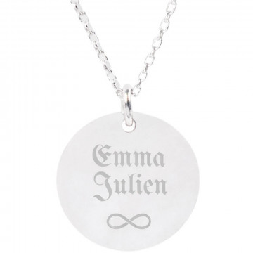 Collana disco personalizzata in argento 925 con incisione