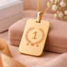 Collana rettangolare in oro 18 carati placcato con design inciso