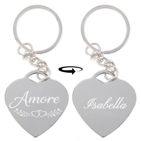 Portachiavi cuore fronte retro personalizzare
