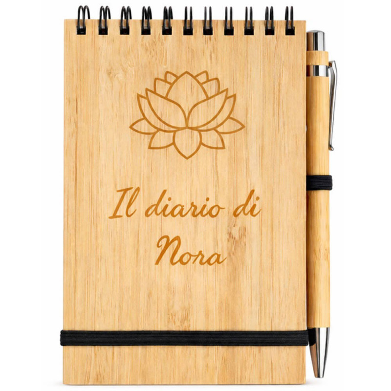 Blocco note A6 in bambù personalizzato con incisione