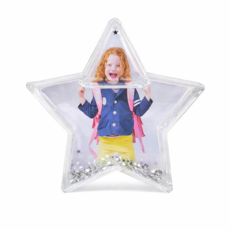 Palla di neve a stella con foto personalizzata | Decorazione originale