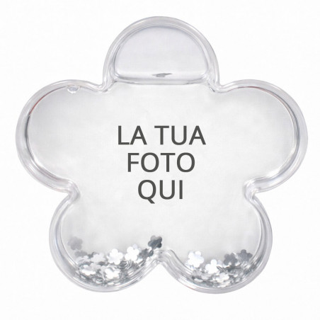 palla di neve con foto di fiori