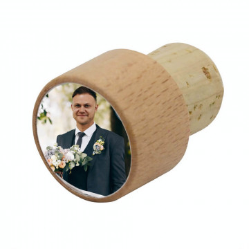 Tappo per bottiglia in legno personalizzato con foto a colori